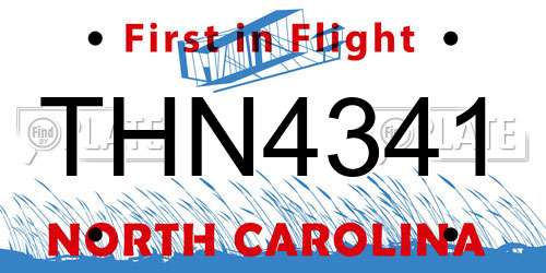 THN4341 North Carolina License Plate
