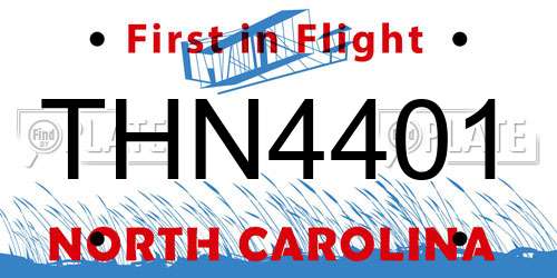 THN4401 North Carolina License Plate