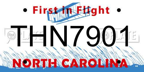 THN7901 North Carolina License Plate