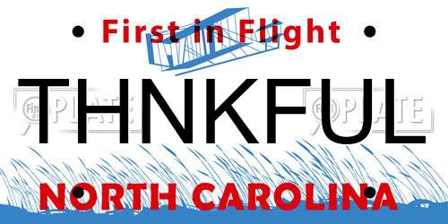 THNKFUL North Carolina License Plate