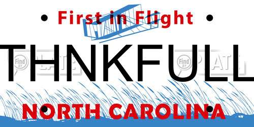 THNKFULL North Carolina License Plate