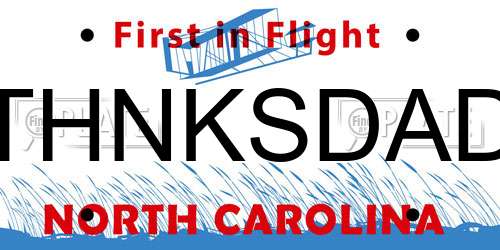 THNKSDAD North Carolina License Plate
