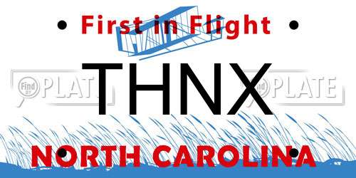 THNX North Carolina License Plate