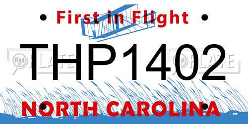 THP1402 North Carolina License Plate