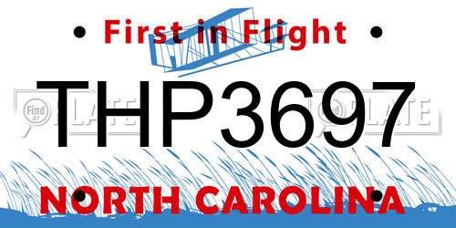 THP3697 North Carolina License Plate