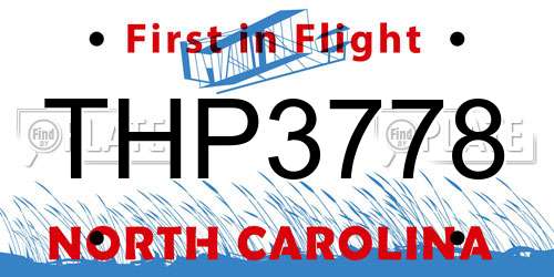 THP3778 North Carolina License Plate