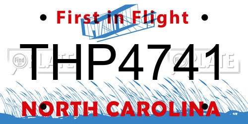 THP4741 North Carolina License Plate