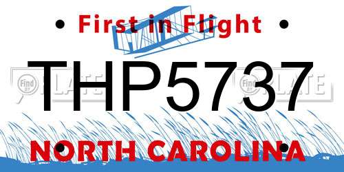 THP5737 North Carolina License Plate
