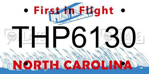 THP6130 North Carolina License Plate