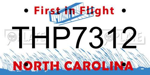 THP7312 North Carolina License Plate