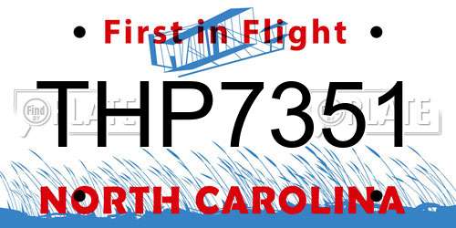 THP7351 North Carolina License Plate