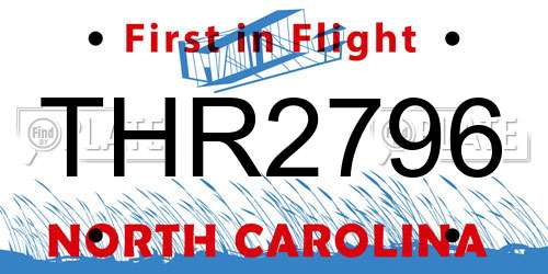 THR2796 North Carolina License Plate