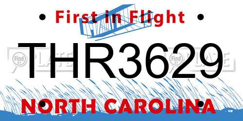 THR3629 North Carolina License Plate