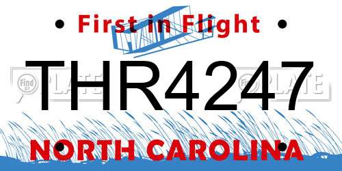 THR4247 North Carolina License Plate