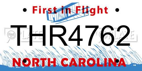 THR4762 North Carolina License Plate