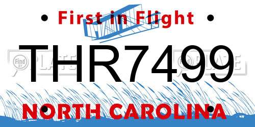 THR7499 North Carolina License Plate