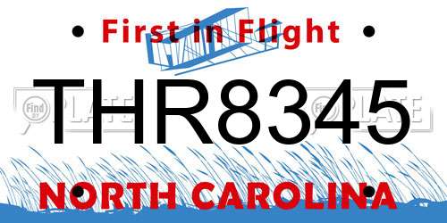 THR8345 North Carolina License Plate
