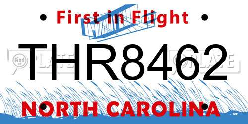 THR8462 North Carolina License Plate