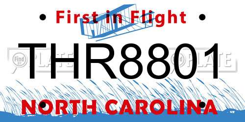 THR8801 North Carolina License Plate