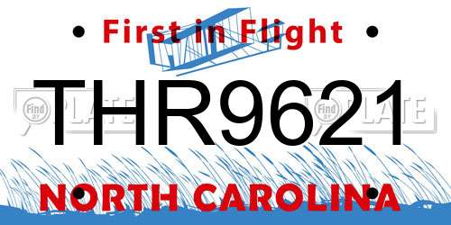 THR9621 North Carolina License Plate