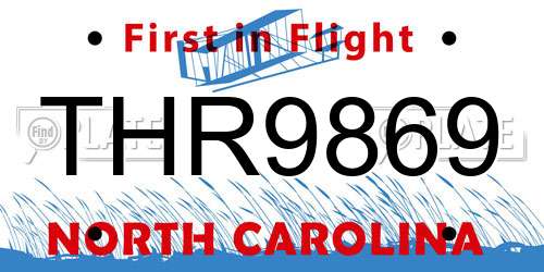 THR9869 North Carolina License Plate