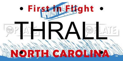 THRALL North Carolina License Plate