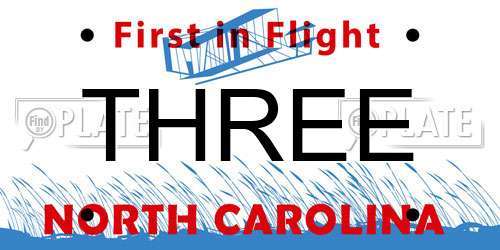 THREE North Carolina License Plate
