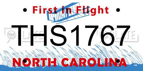 THS1767 North Carolina License Plate