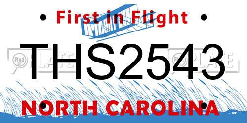 THS2543 North Carolina License Plate