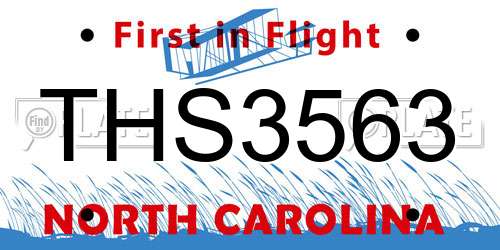 THS3563 North Carolina License Plate