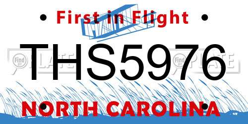 THS5976 North Carolina License Plate