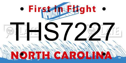 THS7227 North Carolina License Plate