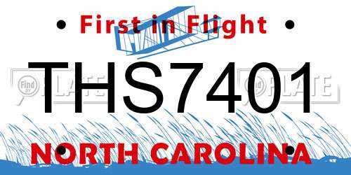 THS7401 North Carolina License Plate