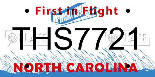 THS7721 North Carolina License Plate