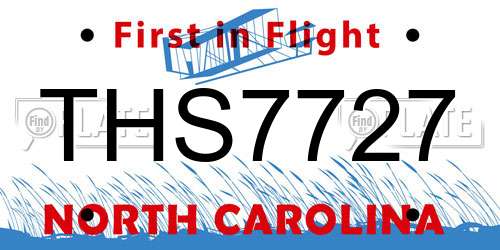 THS7727 North Carolina License Plate