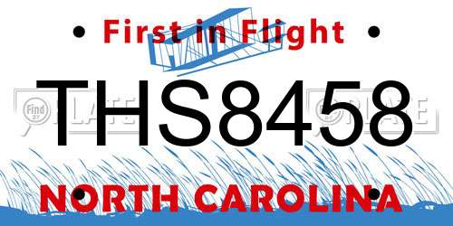THS8458 North Carolina License Plate