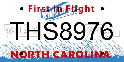 THS8976 North Carolina License Plate