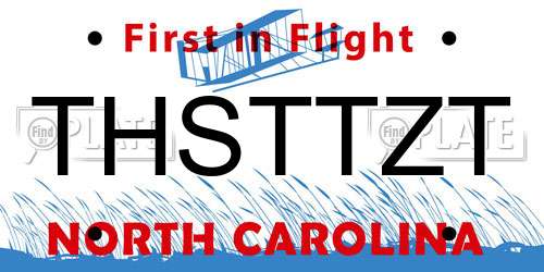 THSTTZT North Carolina License Plate