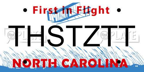 THSTZTT North Carolina License Plate