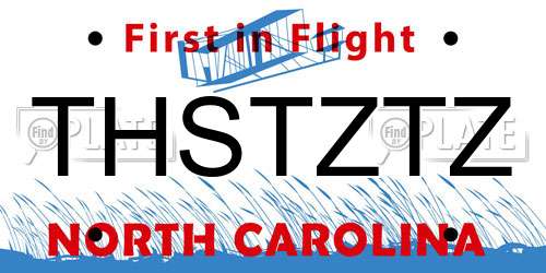 THSTZTZ North Carolina License Plate