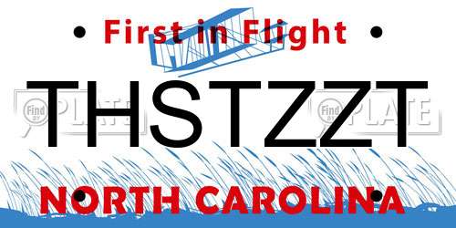 THSTZZT North Carolina License Plate