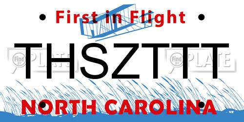 THSZTTT North Carolina License Plate