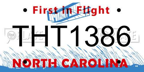 THT1386 North Carolina License Plate