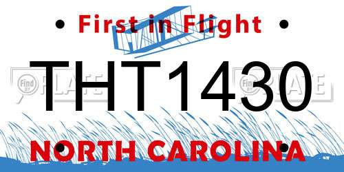 THT1430 North Carolina License Plate