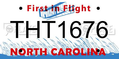THT1676 North Carolina License Plate