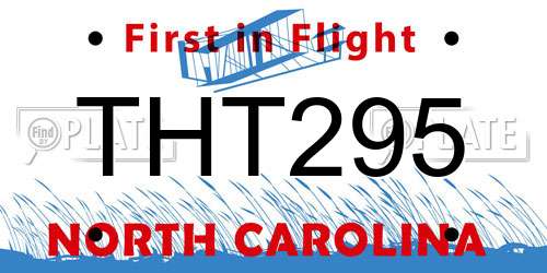 THT295 North Carolina License Plate