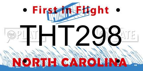 THT298 North Carolina License Plate