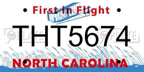 THT5674 North Carolina License Plate
