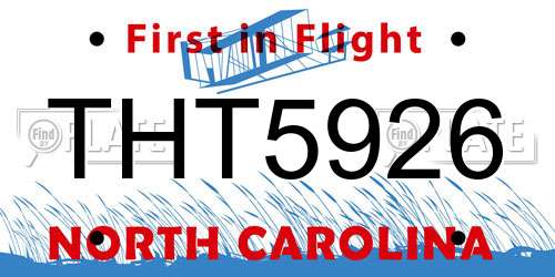 THT5926 North Carolina License Plate