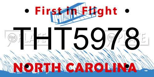 THT5978 North Carolina License Plate